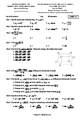 Đề thi khảo sát năng lực lần IV môn Toán Lớp 11 - Mã đề 212 - Năm học 2018-2019 - Trường THPT Triệu Quang Phục (Có đáp án)